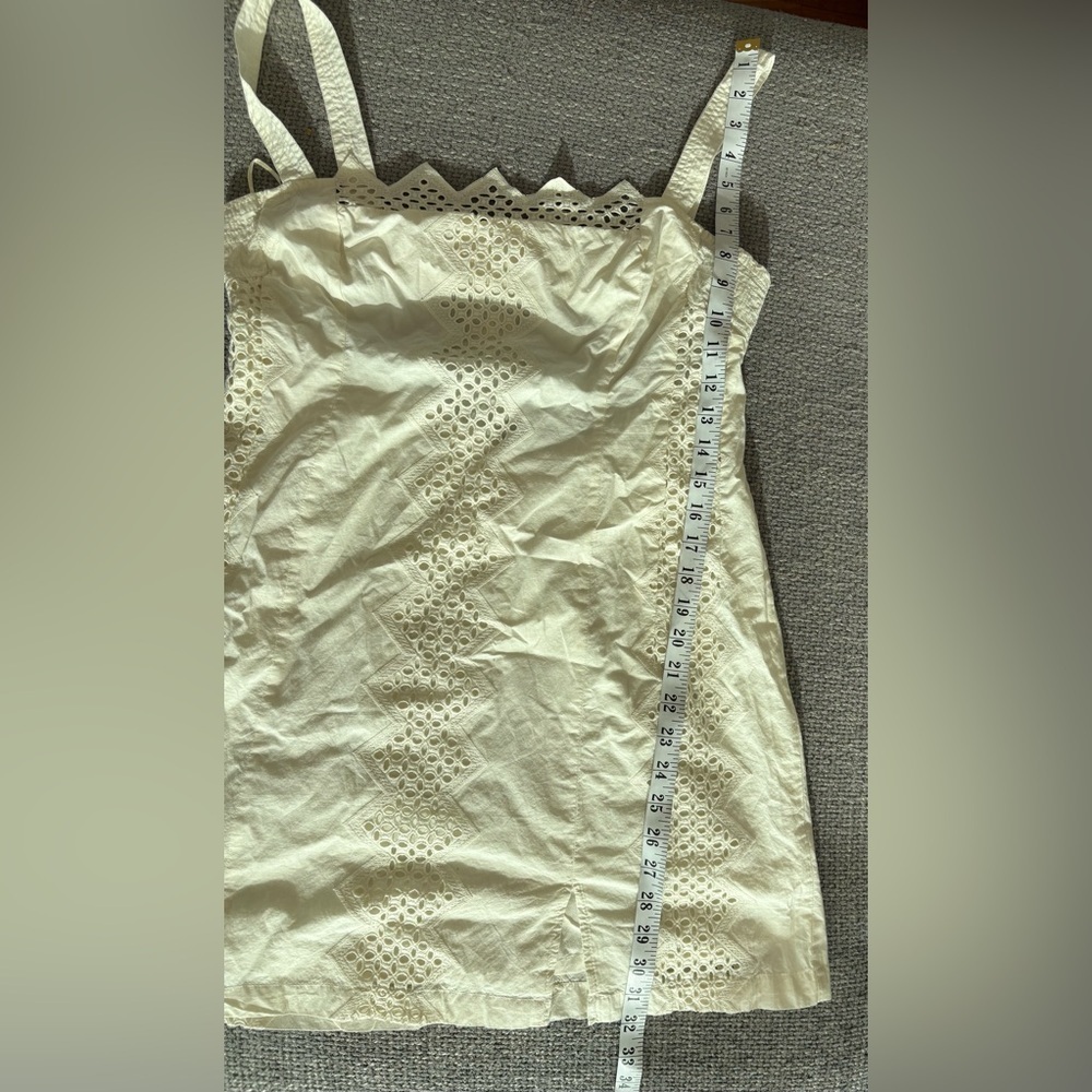 Free People Ivory Eyelet Mini Dress Square Neck Cutout Back Size M - Picture 10 of 15